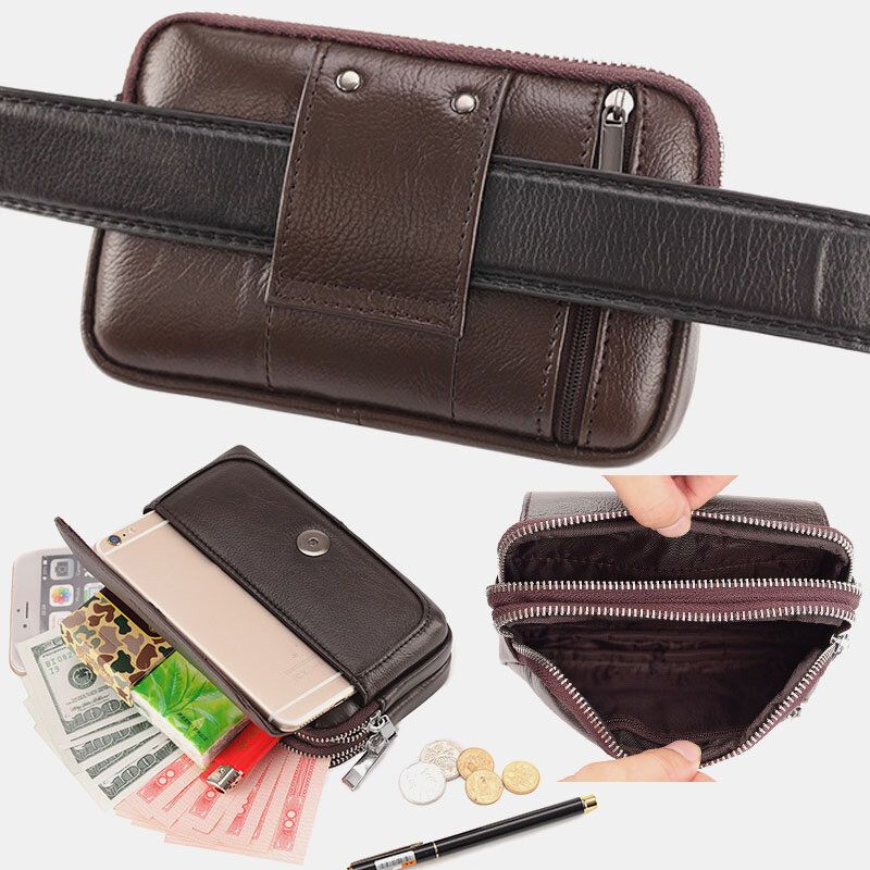 Herren Echtes Leder Retro Multi-carry Mini Handytasche Kartenhalter Tasche Gürteltasche Umhängetasche