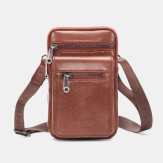 Herren Echtes Leder Rindsleder Multi-carry Retro 7.2 Zoll Telefon Umhängetasche Hängende Gürteltasche Gürteltasche