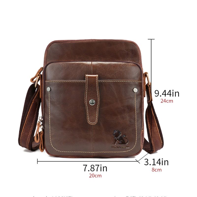 Herren Echtes Leder Vintage Große Kapazität Strapazierfähige Umhängetasche Innenfach Lässige Business-tasche