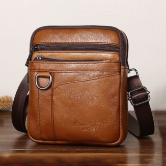 Herren Echtes Leder Vintage Multi-fach Reißverschluss Handytasche Umhängetasche