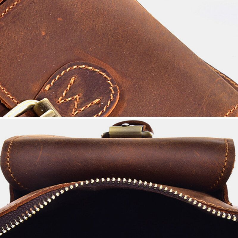 Herren Echtes Leder Vintage Multifunktionale Umhängetasche Strapazierfähige Gürtelschlaufe Taille Tägliche Gürteltasche