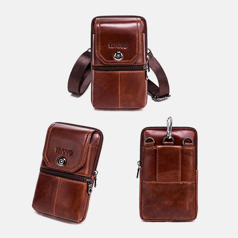 Herren Echtes Leder Vintage Umhängetasche Gürteltasche Handytasche Für Business