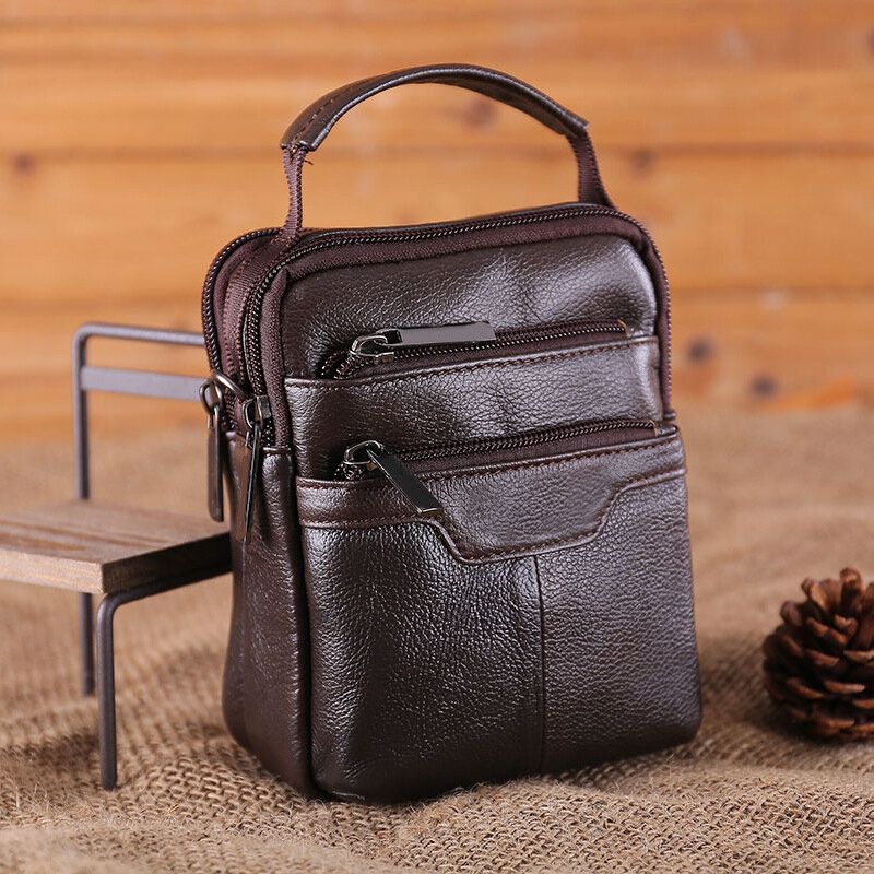 Herren-echtleder-retro-multi-pocket-handtasche Lässige Gürteltasche Umhängetasche