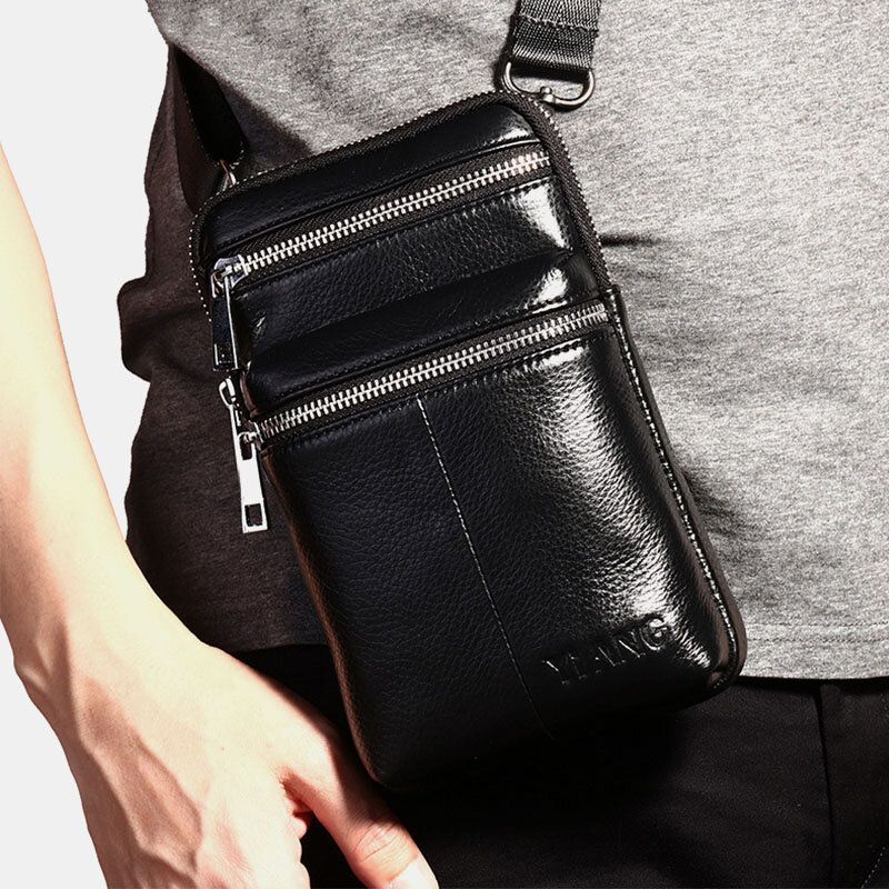 Herren-gürteltasche Aus Echtem Leder Lässige Umhängetasche Umhängetasche