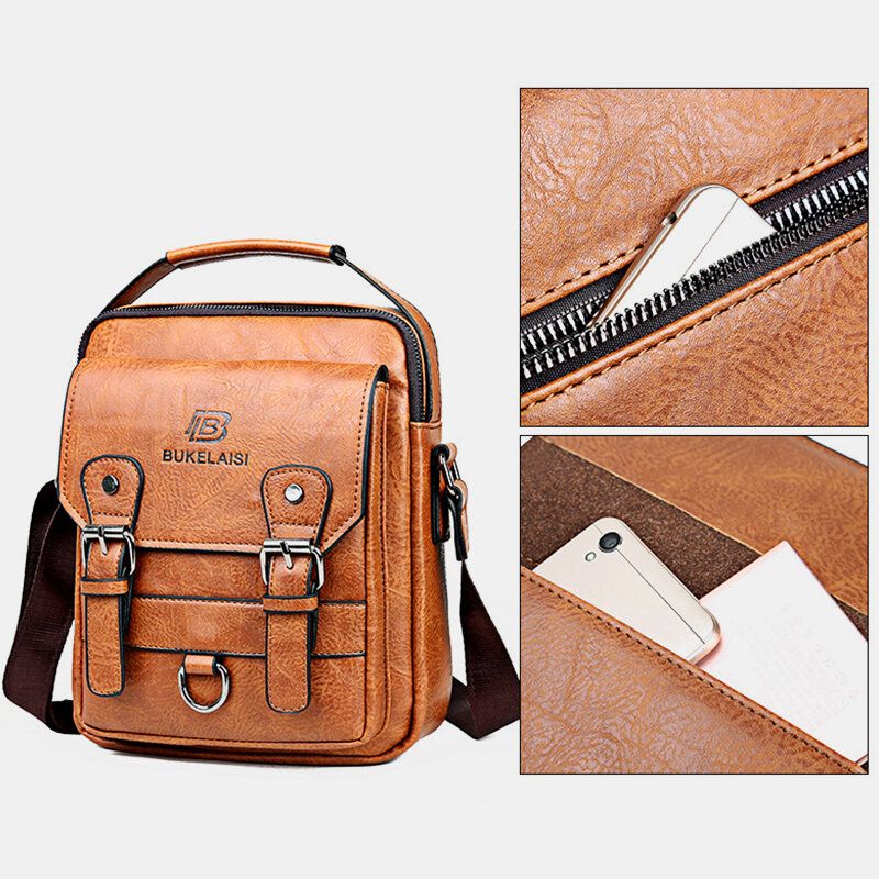 Herren-kunstleder-multi-pocket-anti-diebstahl-mehrlagige Wasserdichte Business-crossbody-tasche