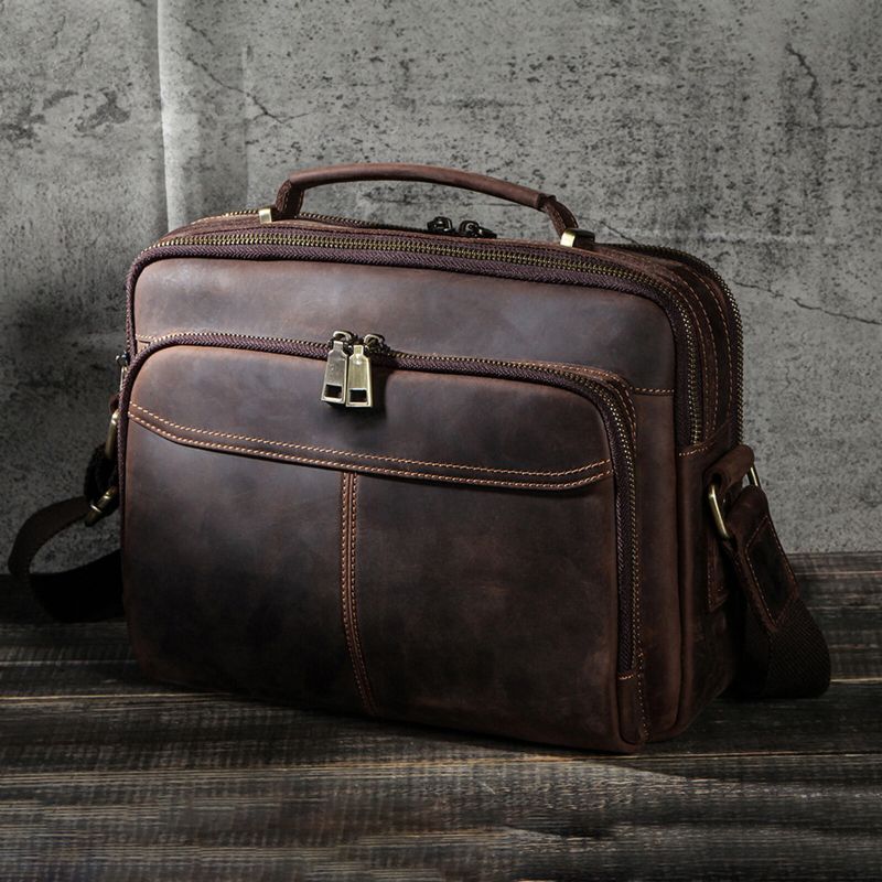 Herren Kunstleder Vintage Große Kapazität Multi-fach-aufbewahrung Handtasche Umhängetasche