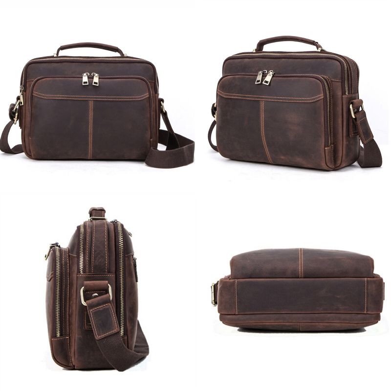 Herren Kunstleder Vintage Große Kapazität Multi-fach-aufbewahrung Handtasche Umhängetasche