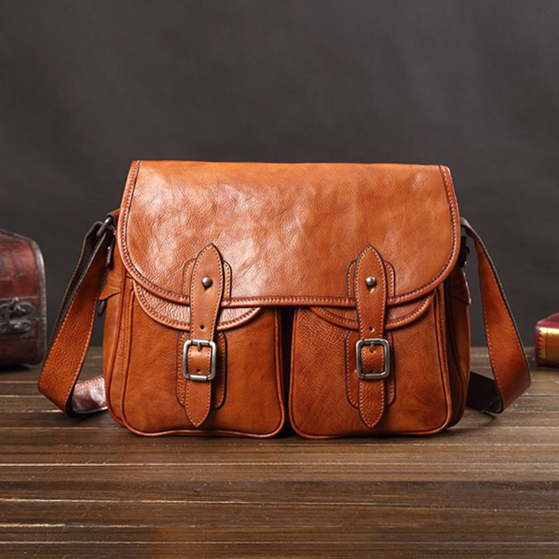 Herren Kunstleder Vintage Große Kapazität Umhängetasche Retro Laptop Kurze Tasche