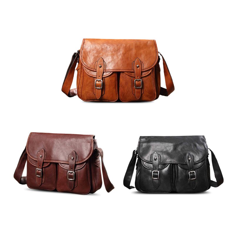 Herren Kunstleder Vintage Große Kapazität Umhängetasche Retro Laptop Kurze Tasche