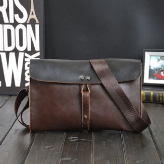 Herren Kunstleder Vintage Große Umhängetasche 13.3 Zoll Laptop Innenfach Handtasche