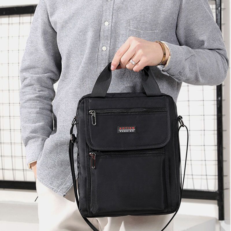 Herren Nylon Casual Brief Wasserdicht Multi-pocket Mehrzweck-12-zoll-laptoptasche Handtasche Umhängetasche Umhängetasche