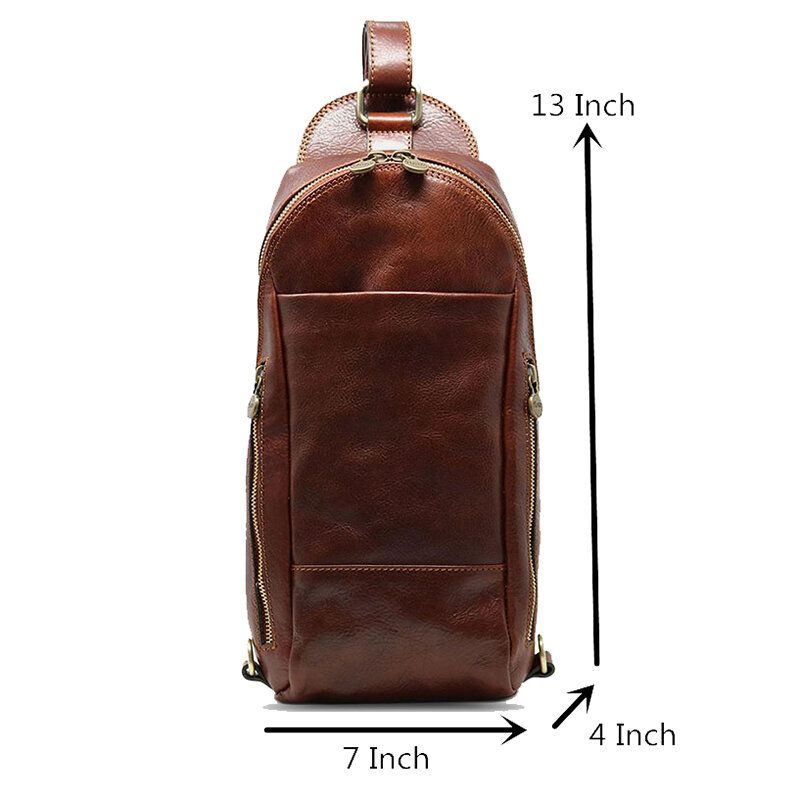 Herren Pu-leder Anti-diebstahl Vintage Casual Umhängetasche Crossbody Bag Brusttasche Sling Bag Hippie Bag