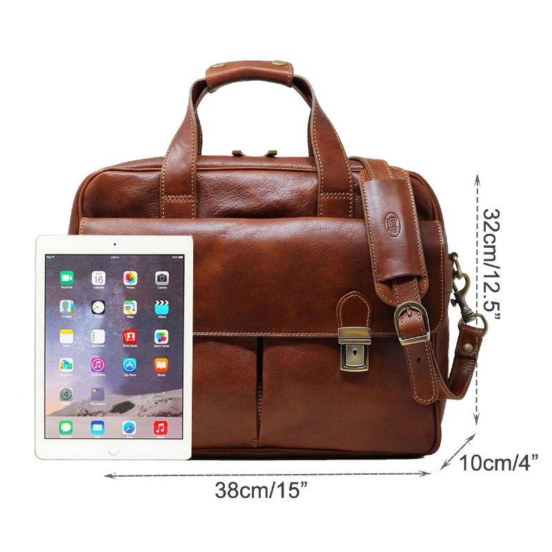 Herren Pu-leder Multi-pocket 14 Zoll Laptoptasche Umhängetasche Reise Umhängetasche Handtasche