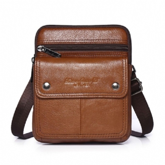 Herren Rindsleder Multi-fach Reißverschluss Umhängetasche Umhängetasche Outdoor Casual Vintage Messenger Bag