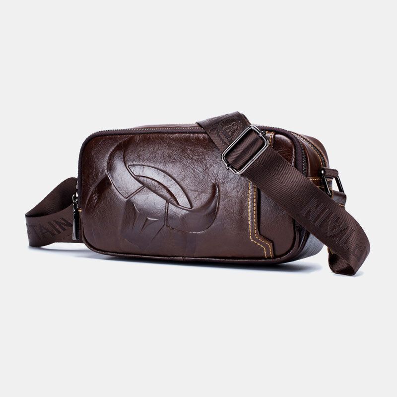 Herren-rindsleder Multifunktional Große Kapazität Fronttasche Mit Reißverschluss Crossbody-taschen Umhängetasche Umhängetasche