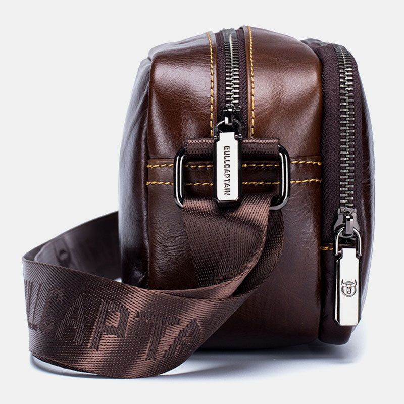 Herren-rindsleder Multifunktional Große Kapazität Fronttasche Mit Reißverschluss Crossbody-taschen Umhängetasche Umhängetasche