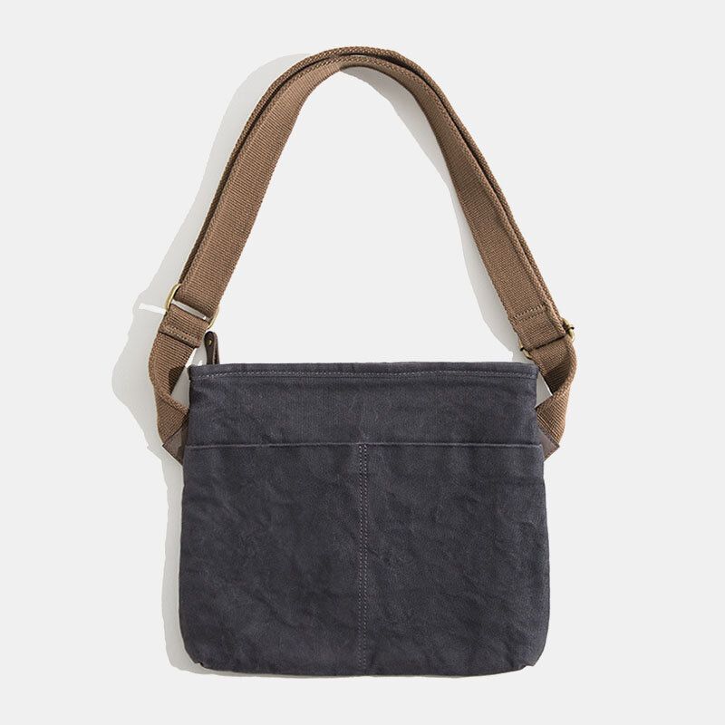 Herren Simple Oil Wax Canvas Messenger Bag Wasserdichtes Verstärktes Polyester-gurtband Umhängetasche Umhängetasche