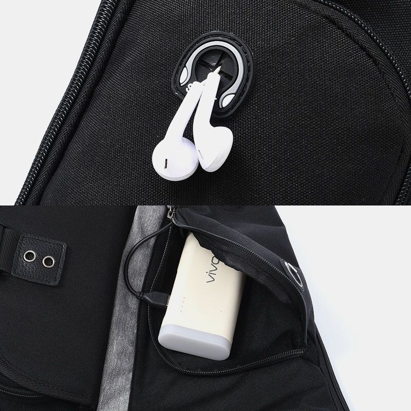 Männer 2 Stück Usb-ladekopfhörer Große Kapazität Wasserdichte Multifunktions-umhängetasche Brusttasche Sling Bag