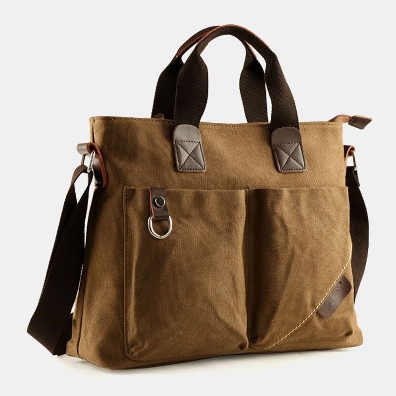 Männer Canvas Multi-pocket Verschleißfeste Umhängetaschen Retro Casual Große Kapazität Reißverschluss Umhängetasche Handtasche