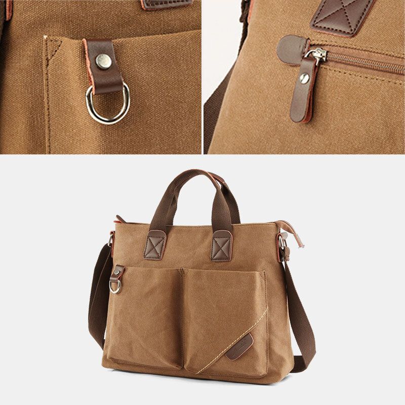 Männer Canvas Multi-pocket Verschleißfeste Umhängetaschen Retro Casual Große Kapazität Reißverschluss Umhängetasche Handtasche