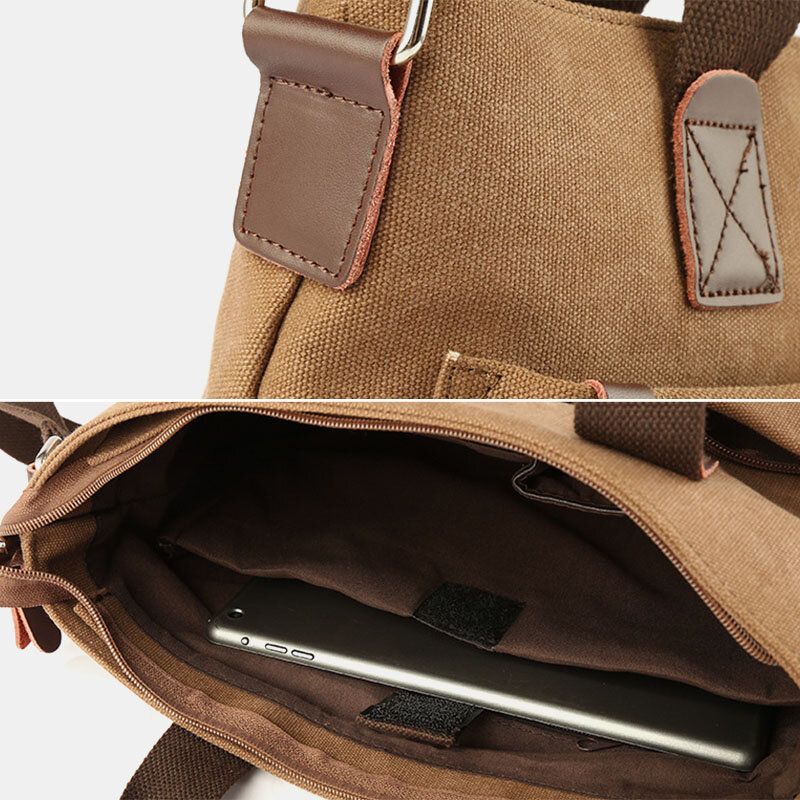 Männer Canvas Multi-pocket Verschleißfeste Umhängetaschen Retro Casual Große Kapazität Reißverschluss Umhängetasche Handtasche