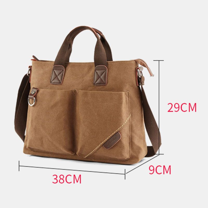 Männer Canvas Multi-pocket Verschleißfeste Umhängetaschen Retro Casual Große Kapazität Reißverschluss Umhängetasche Handtasche