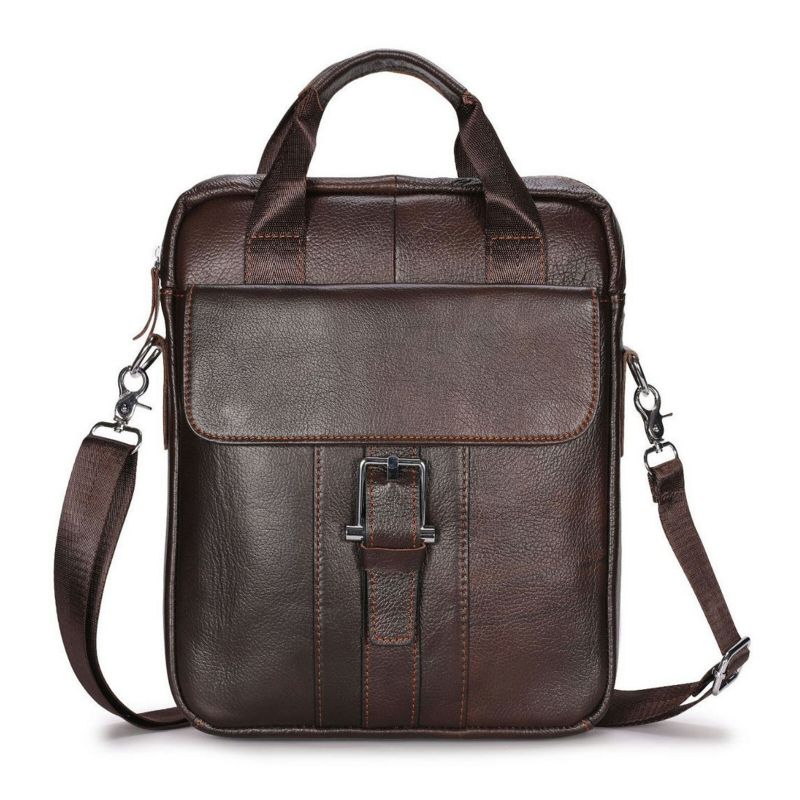 Männer Echtes Leder Große Kapazität Umhängetasche Vintage Business Solide Aktentasche Schultertasche Umhängetasche