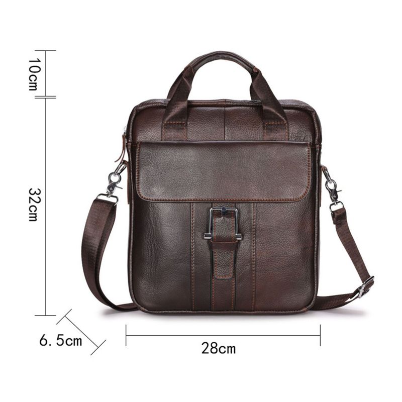 Männer Echtes Leder Große Kapazität Umhängetasche Vintage Business Solide Aktentasche Schultertasche Umhängetasche