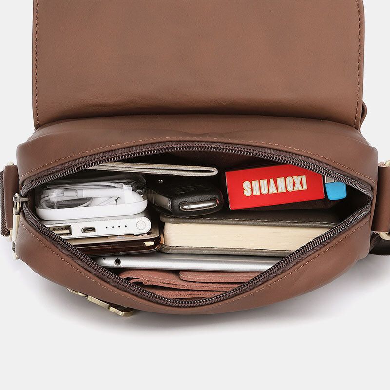 Männer Echtes Leder Große Kapazität Vintage Casual 6.5 Zoll Handytasche Umhängetasche Umhängetasche Messenger Aktentasche