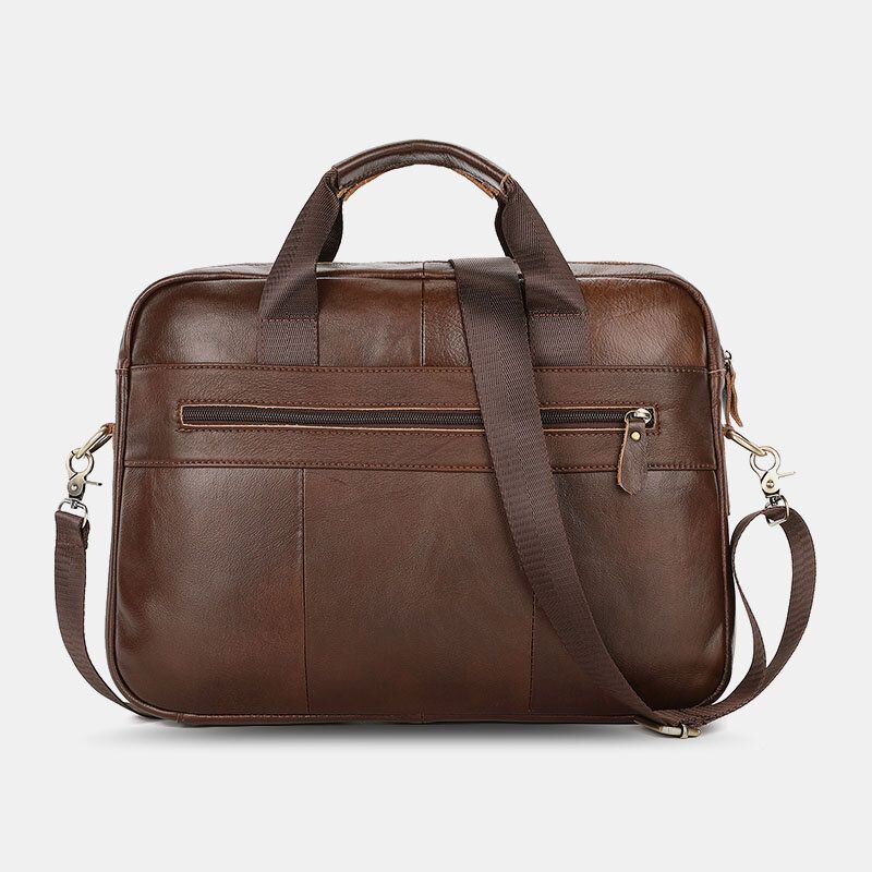 Männer Echtes Leder Multi-pocket Vintage 14 Zoll Laptoptasche Aktentaschen Umhängetasche Umhängetasche Handtasche