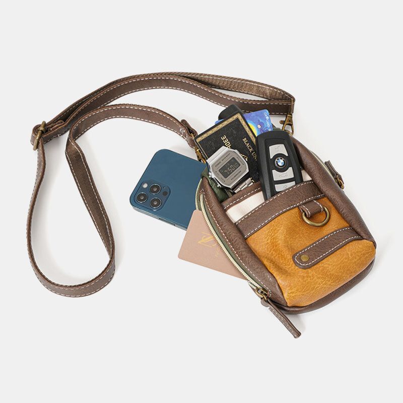 Männer Mini Stitching Color Lässige Crossbody-taschen Abnehmbarer Schultergurt All-match 6.5-zoll-handytasche