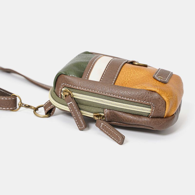 Männer Mini Stitching Color Lässige Crossbody-taschen Abnehmbarer Schultergurt All-match 6.5-zoll-handytasche