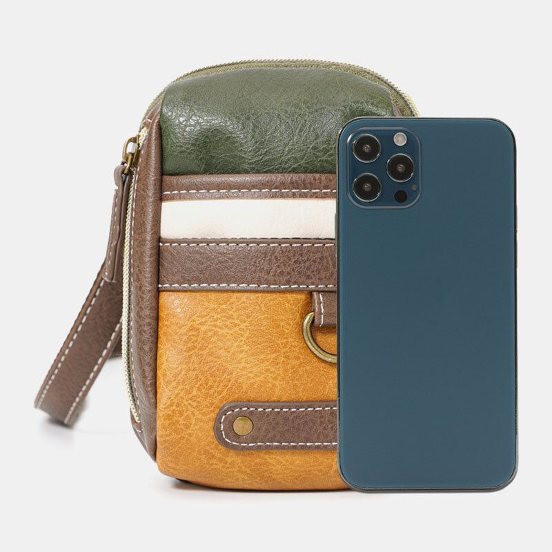 Männer Mini Stitching Color Lässige Crossbody-taschen Abnehmbarer Schultergurt All-match 6.5-zoll-handytasche