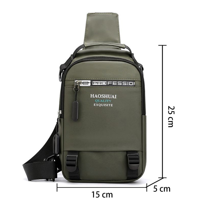 Männer Nylongewebe Casual Portable Usb Ladedesign Brusttasche Wasserdichte Tägliche Umhängetasche