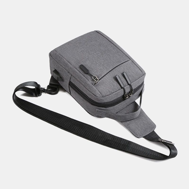 Männer Polyester Usb-aufladung Große Kapazität Mehrschichtige Business Crossbody Bag Brusttasche Sling Bag