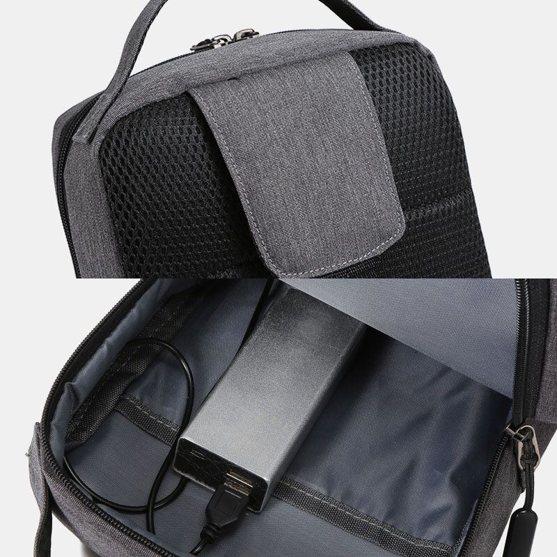 Männer Polyester Usb-aufladung Große Kapazität Mehrschichtige Business Crossbody Bag Brusttasche Sling Bag