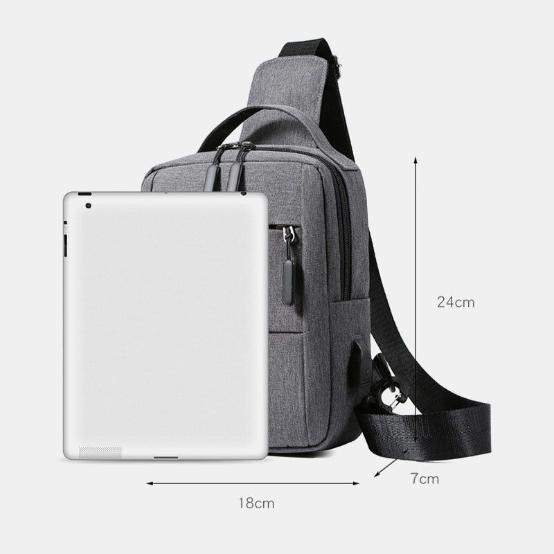 Männer Polyester Usb-aufladung Große Kapazität Mehrschichtige Business Crossbody Bag Brusttasche Sling Bag