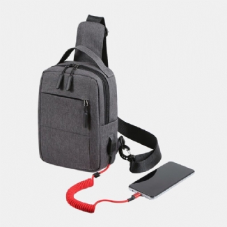 Männer Polyester Usb-aufladung Große Kapazität Mehrschichtige Business Crossbody Bag Brusttasche Sling Bag