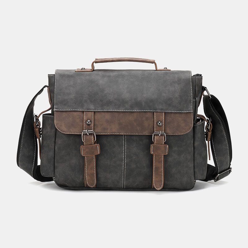 Männer Pu-leder Flap-over Große Kapazität Umhängetaschen Casual Fashion Multi-pocket Messenger Bag Handtasche Umhängetasche