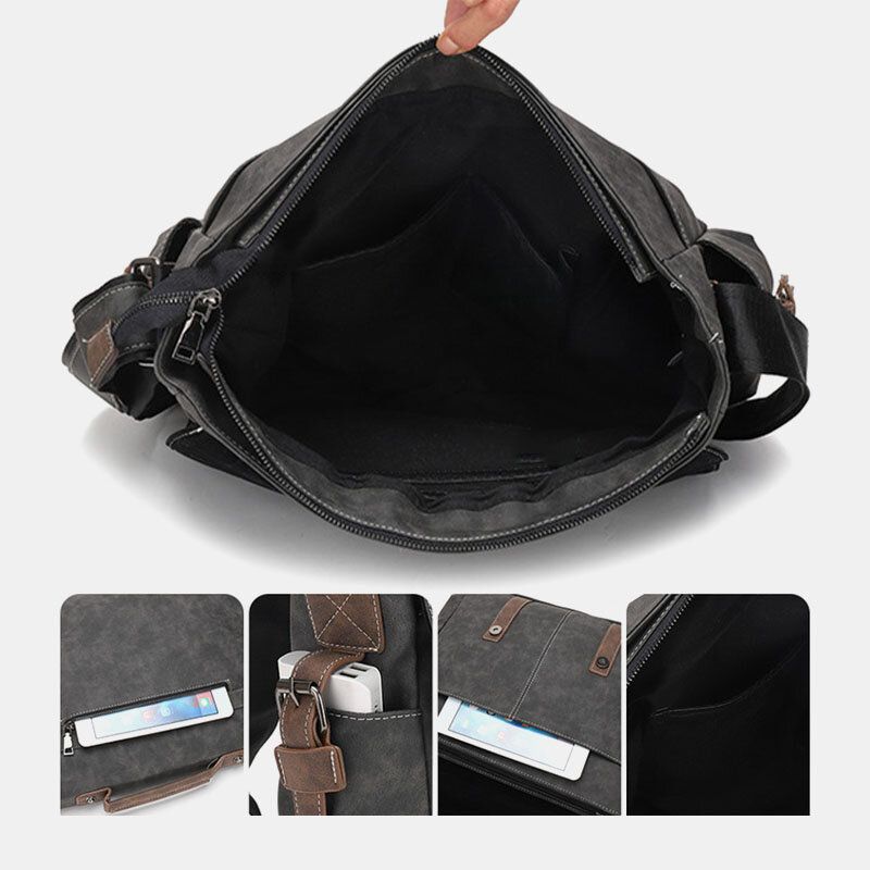 Männer Pu-leder Flap-over Große Kapazität Umhängetaschen Casual Fashion Multi-pocket Messenger Bag Handtasche Umhängetasche