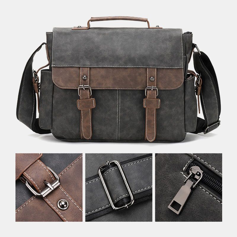 Männer Pu-leder Flap-over Große Kapazität Umhängetaschen Casual Fashion Multi-pocket Messenger Bag Handtasche Umhängetasche