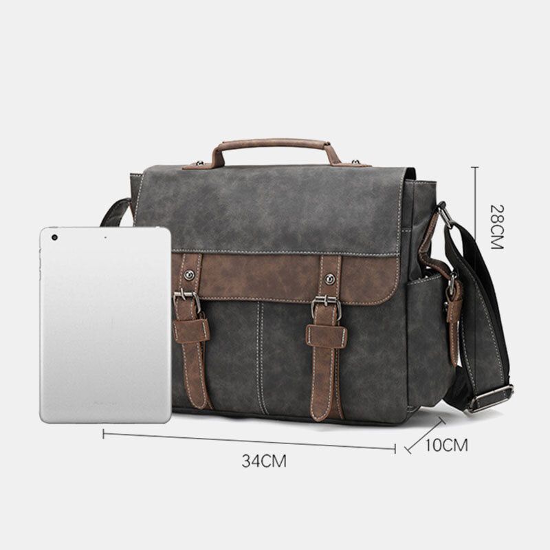 Männer Pu-leder Flap-over Große Kapazität Umhängetaschen Casual Fashion Multi-pocket Messenger Bag Handtasche Umhängetasche