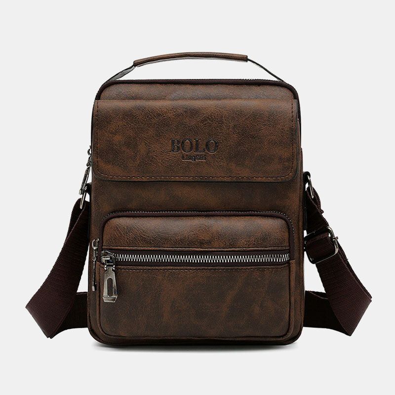 Männer Pu-leder Multi-pocket Anti-diebstahl Messenger Bag Umhängetaschen Umhängetasche Handtasche Aktentasche