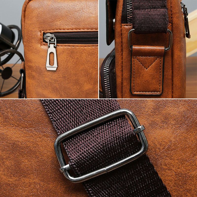 Männer Pu-leder Multi-pocket Anti-diebstahl Messenger Bag Umhängetaschen Umhängetasche Handtasche Aktentasche