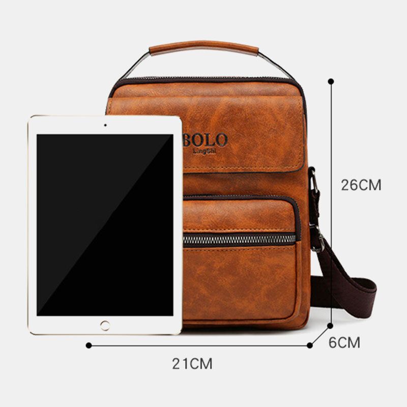 Männer Pu-leder Multi-pocket Anti-diebstahl Messenger Bag Umhängetaschen Umhängetasche Handtasche Aktentasche