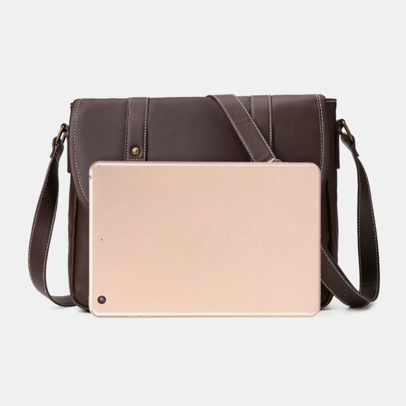 Männer Vintage Große Kapazität Multi-pocket-pu-leder-lehrertasche Umhängetasche Kurze Umhängetasche