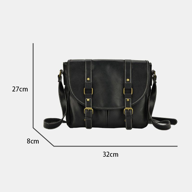 Männer Vintage Große Kapazität Multi-pocket-pu-leder-lehrertasche Umhängetasche Kurze Umhängetasche