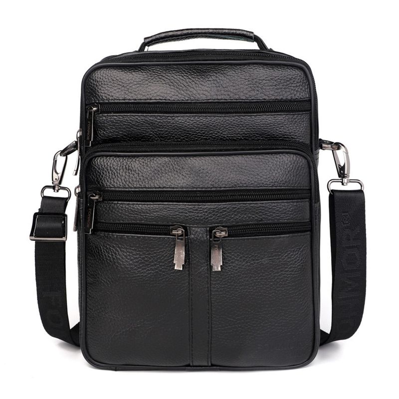 Multifunktionale Crossbody-tasche Aus Echtem Leder Für Herren Business Casual Multi-pocket-reißverschluss-schulter-crossbody-tasche