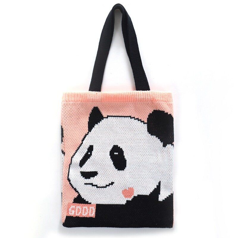 Olympische Winterspiele Peking Cute Panda Printing Handtasche Polyesterfaser Große Kapazität Wasserdichte Umhängetasche Einkaufstasche