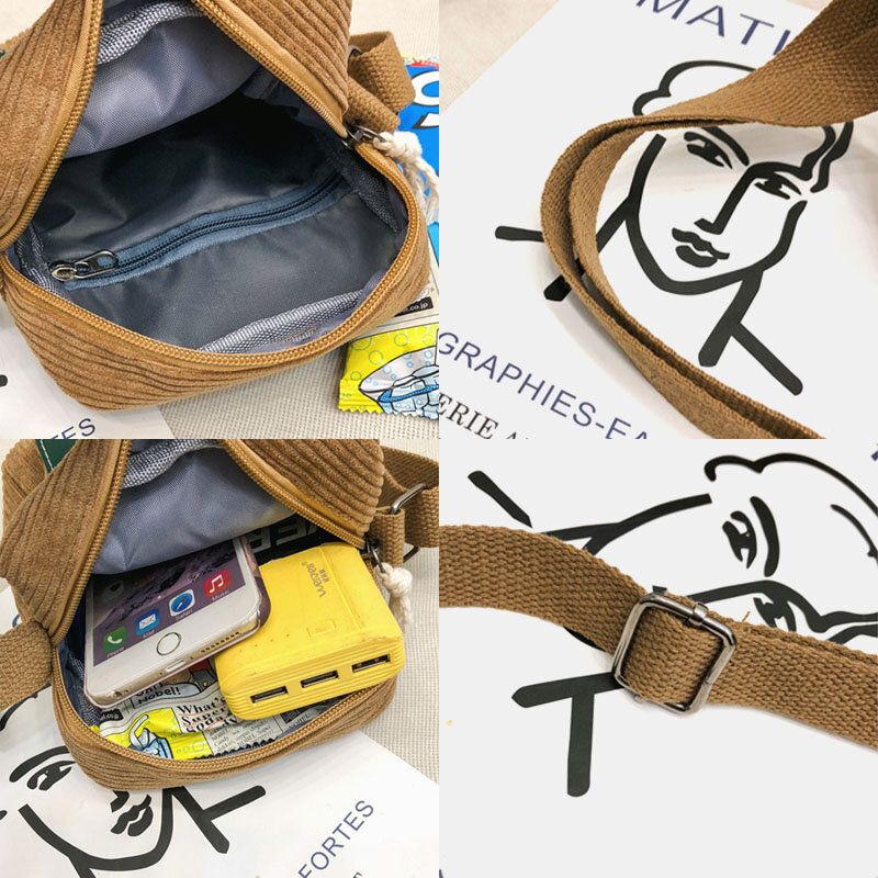 Unisex Cord Retro Mini Universal Outdoor Handytasche Umhängetasche Umhängetasche